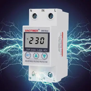 

SVP-915A LCD Automatic Recovery Adjustable Voltage Surge Protector Relay Electrical Equipment and Supplies