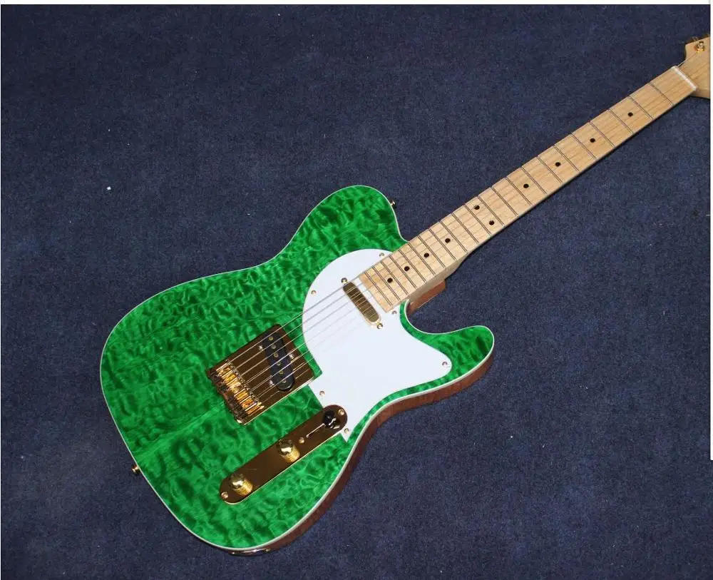 Электрогитара. Зеленый цвет Пламя клен Топ gitaar. Высокое качество пикапы. Кленовый гриф. Реальные фотографии