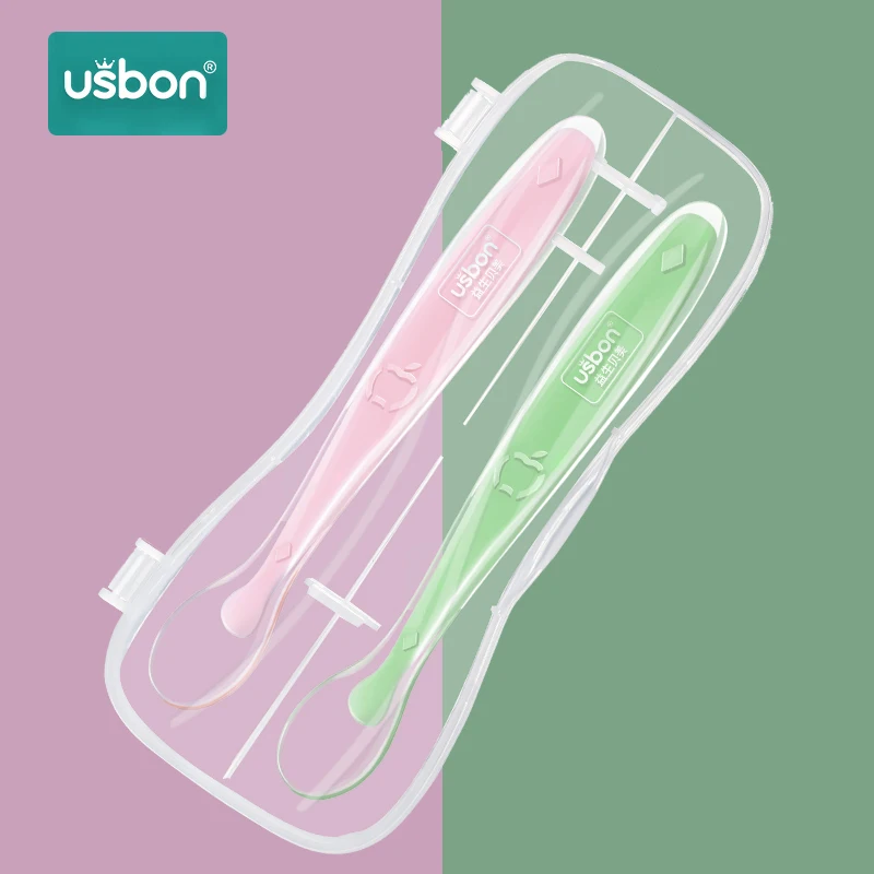 Usbon 2 шт., силиконовая ложка, детские ложки, посуда для кормления, детская посуда, столовые приборы, ложка, инструменты для лоскутного шитья, набор супов, половник