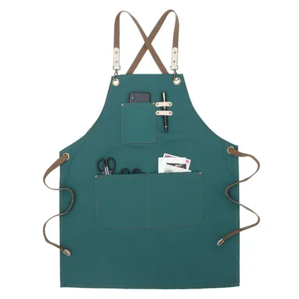Coffee tea shop apron florist hairdresser Japanese style restaurant bar canvas work clothes men and women apron - Цвет: 5