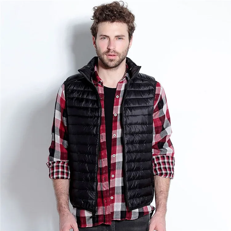 Men New Sleeveless Jacket Winter Ultralight White Duck Down Vest Jacket Casual Portable Waistcoat Male Stand Collar Warm Coat