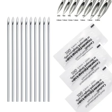 10Pcs 12G/14G/16G/18G/20G Disposable Tattoo Sterile Body Piercing Needles With Box For Ear Nose Navel Nipple Free Shipping