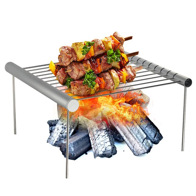 Barbecue Grill Portable Mini BBQ Grill Collapsible Stainless Steel BBQ Holder Folding Grill Barbecue Accessories For Home Outdoor Park Use