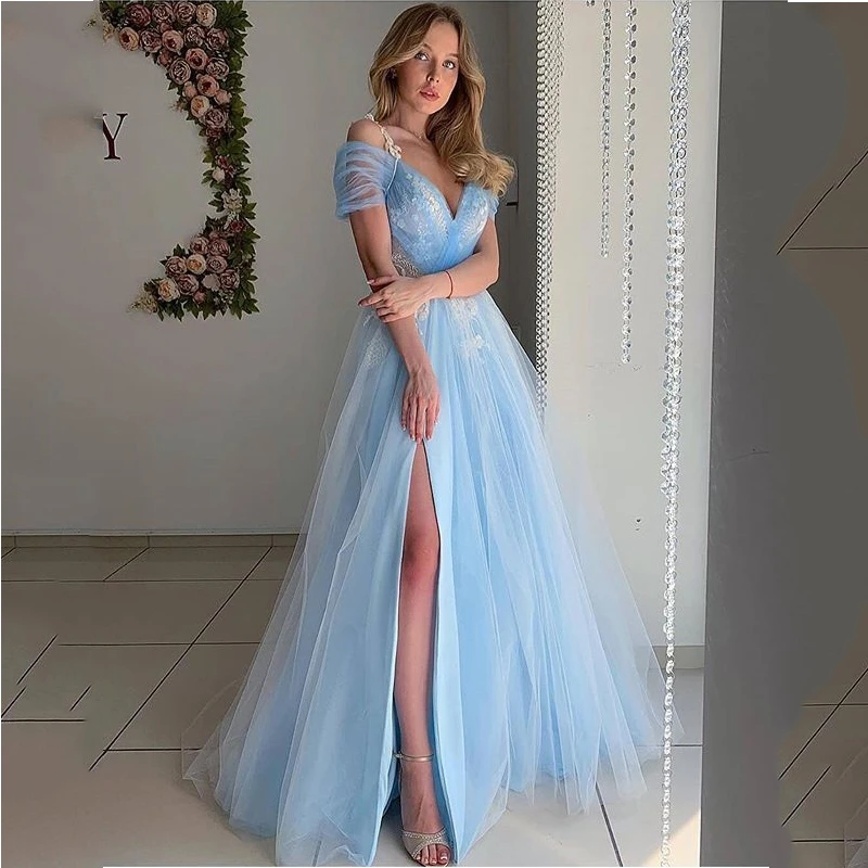 sky blue prom dresses cheap