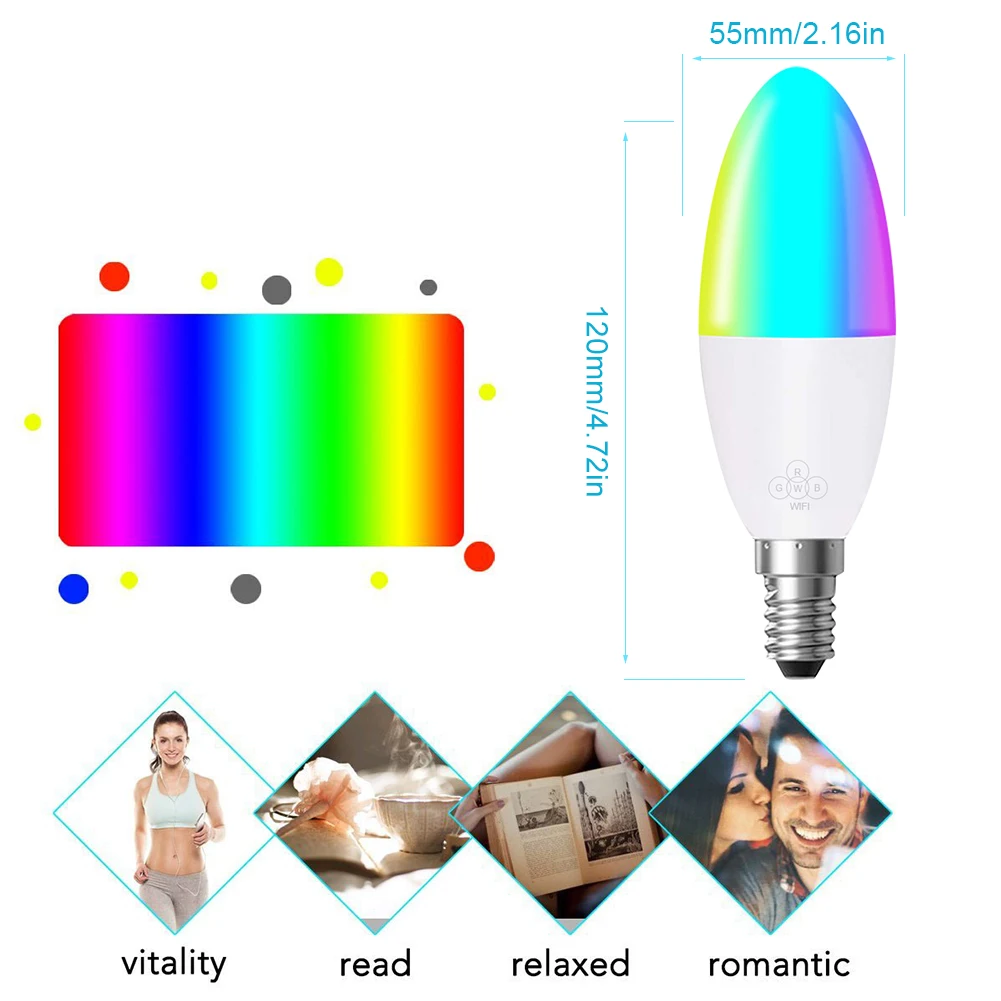 Смарт WiFi Свеча лампа E14/E27 RGB лампа поддержка Alexa/Google Home/IFTTT смарт-динамик Голосовое управление 6 Вт светодиодные лампы украшения