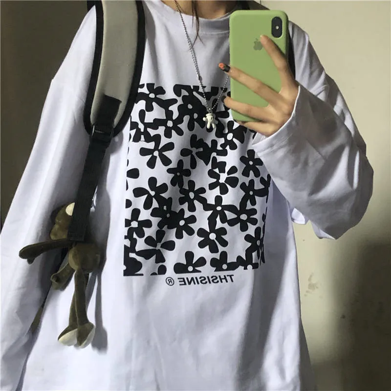 Harajuku белая женская Повседневная футболка уличная женская футболка с длинным рукавом модная Kpop футболка одежда в стиле панк хип-хоп толстовки