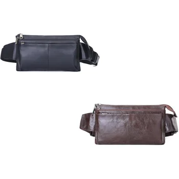 

Cow Leather Waist Bag for Men Travel Waist Pack Vintage Small Fanny Pack Male Belt Pouch Bag Casual Chest Bag