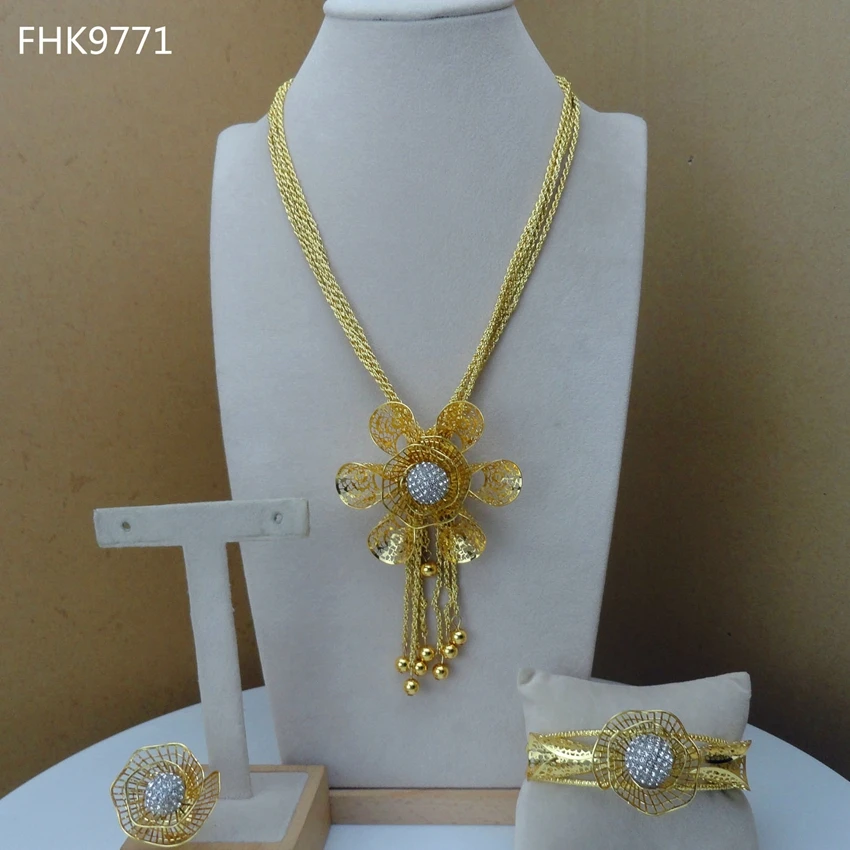 Yuminglai African Fashion Jewelry Dubai Costume Jewelry Flower Necklace