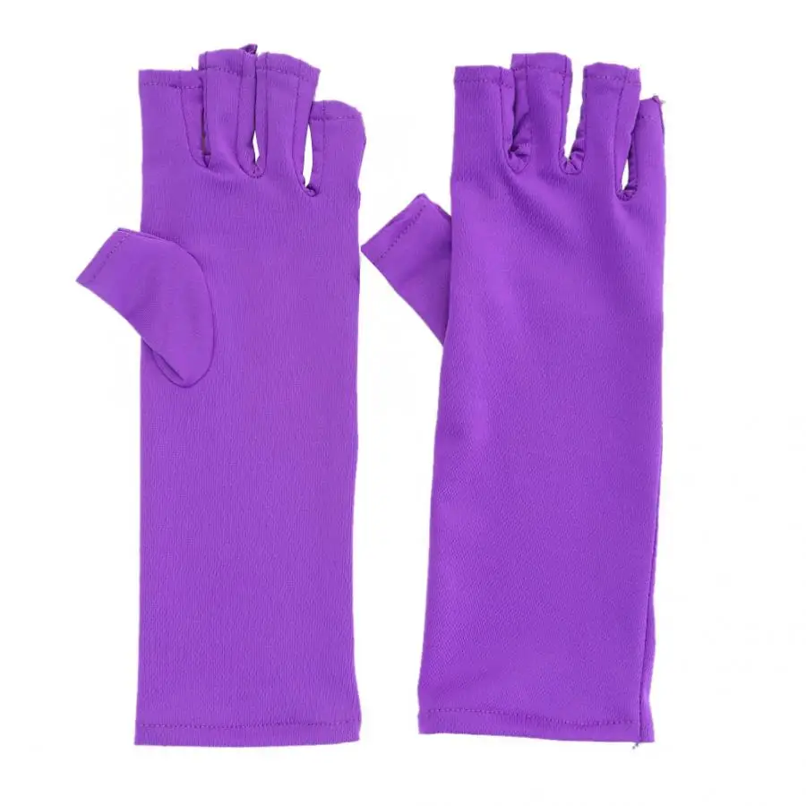 1 пара анти-радиационные защитные перчатки светодиодный светильник дизайн ногтей гель перчатки для защиты от ультрафиолета инструмент инструменты для ногтей - Цвет: Фиолетовый