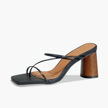 

2020 Summer Women Square Toe Women's Open Toe Woman Thick Heel Female Casual Slip On Fashion Shoes Ladies Sandals