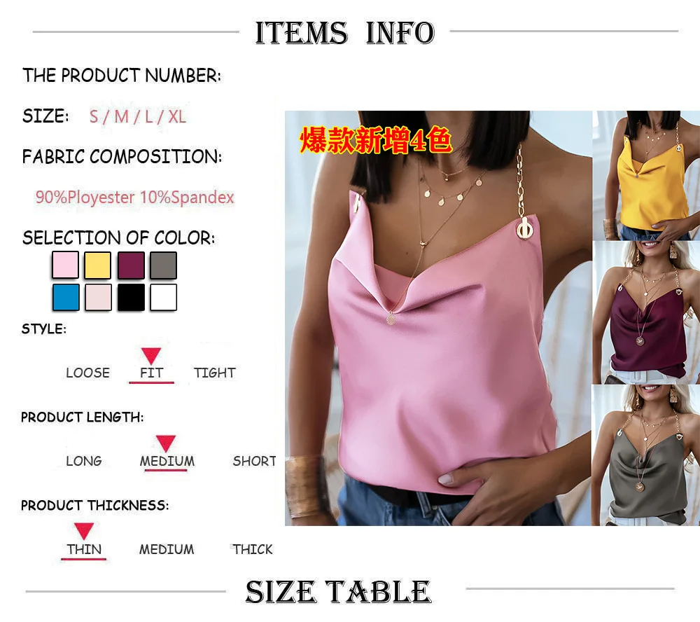 New Sexy Camisole Women's 2022 Summer Fashion V-Neck Chain Vest Streetwear Open Back Solid Color Slim Pullover Tops Ropa Mujer half bra