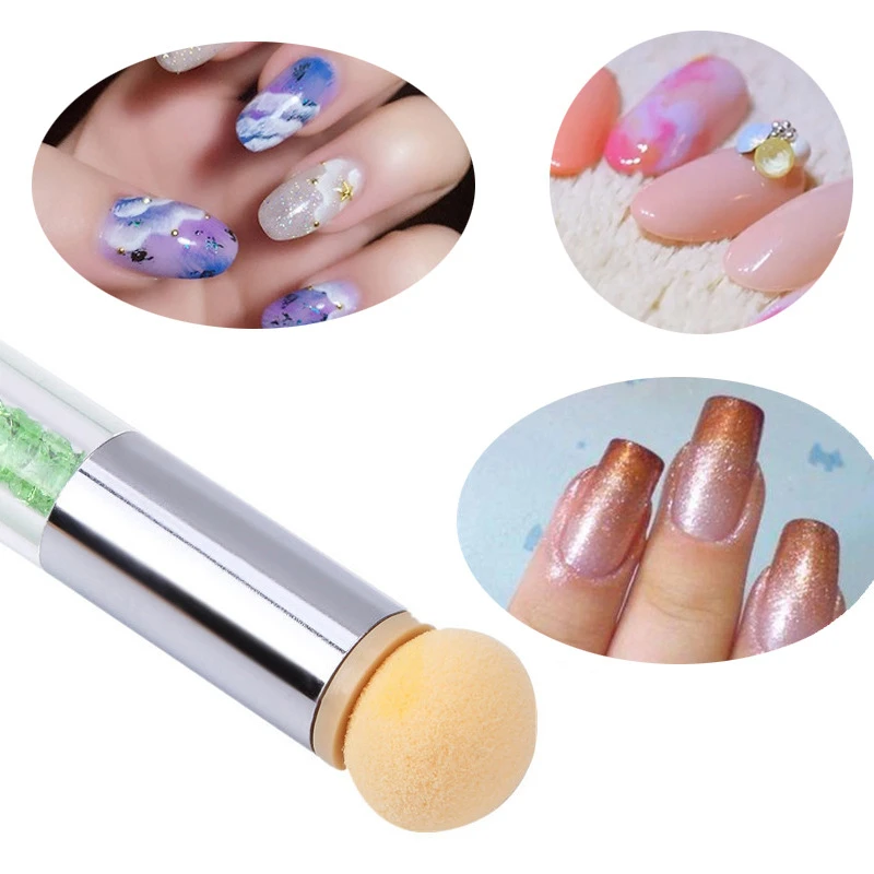 

1 Pc Sponge Heads Sharp Round Replaceable Powder Brush Shade Gradient Pen Short Handle Nail Art Tool UV Gel Polish