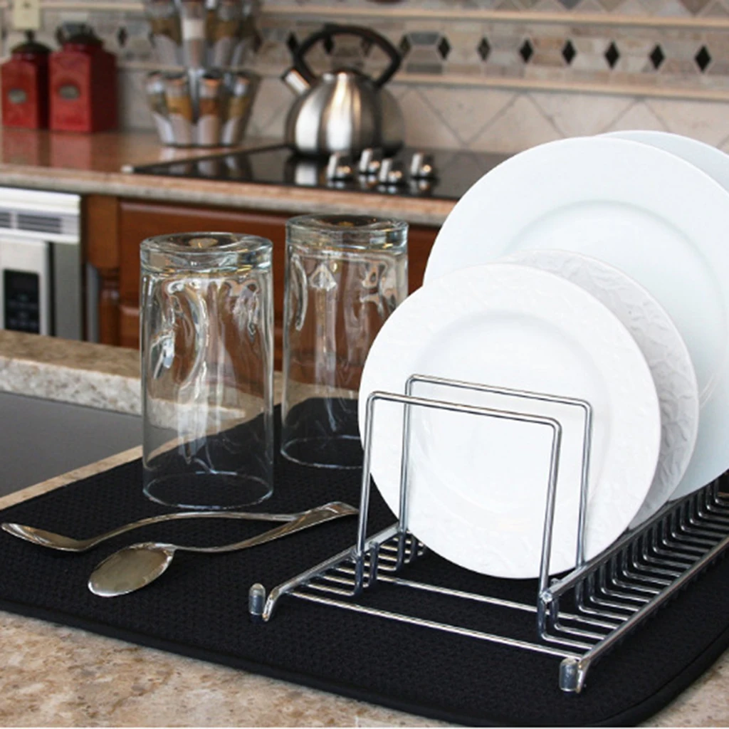 Microfiber Dish Drying Mat for Kitchen Counter Absorbent Drying Pad Dish Drainer Mat, Dining Table Mats 40.5x45.5cm