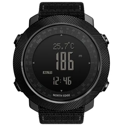 NORTH EDGE Men's Tactical Smartwatch - Rugged Digital Watch with Compass, Altimeter, Barometer, and Pedometer, Waterproof up to 50m (Black)