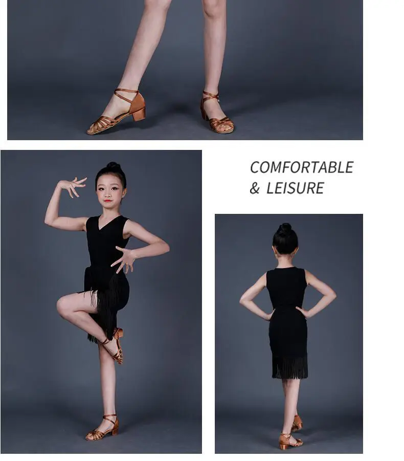 Child Latin Dance Sleeveless Dress Tassel Dress Spring And Summer Girls Competition Practice Clothes Child Ballroom Performance