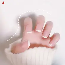  24Pcs French Style Fake Nails Transparent Press On Nails Tips for Nails Nail Art Decoration False Nails With Glue For Manicure 