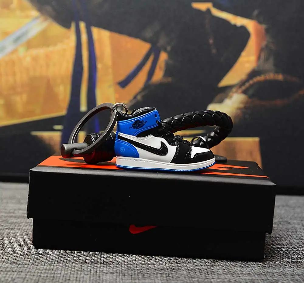 a shoe w rope Дропшиппинг aj1 offwhite Chicago Unc брелок в виде кроссовка Air Jordan 1 3D мини-кроссовки запатентованный спортивный обувной брелок с кроссовком - Цвет: a shoe w rope