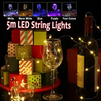 

5M Battery LED Christmas Lights Copper String Fairy Lights Garland DIY Holiday Wedding Table Party Decorative