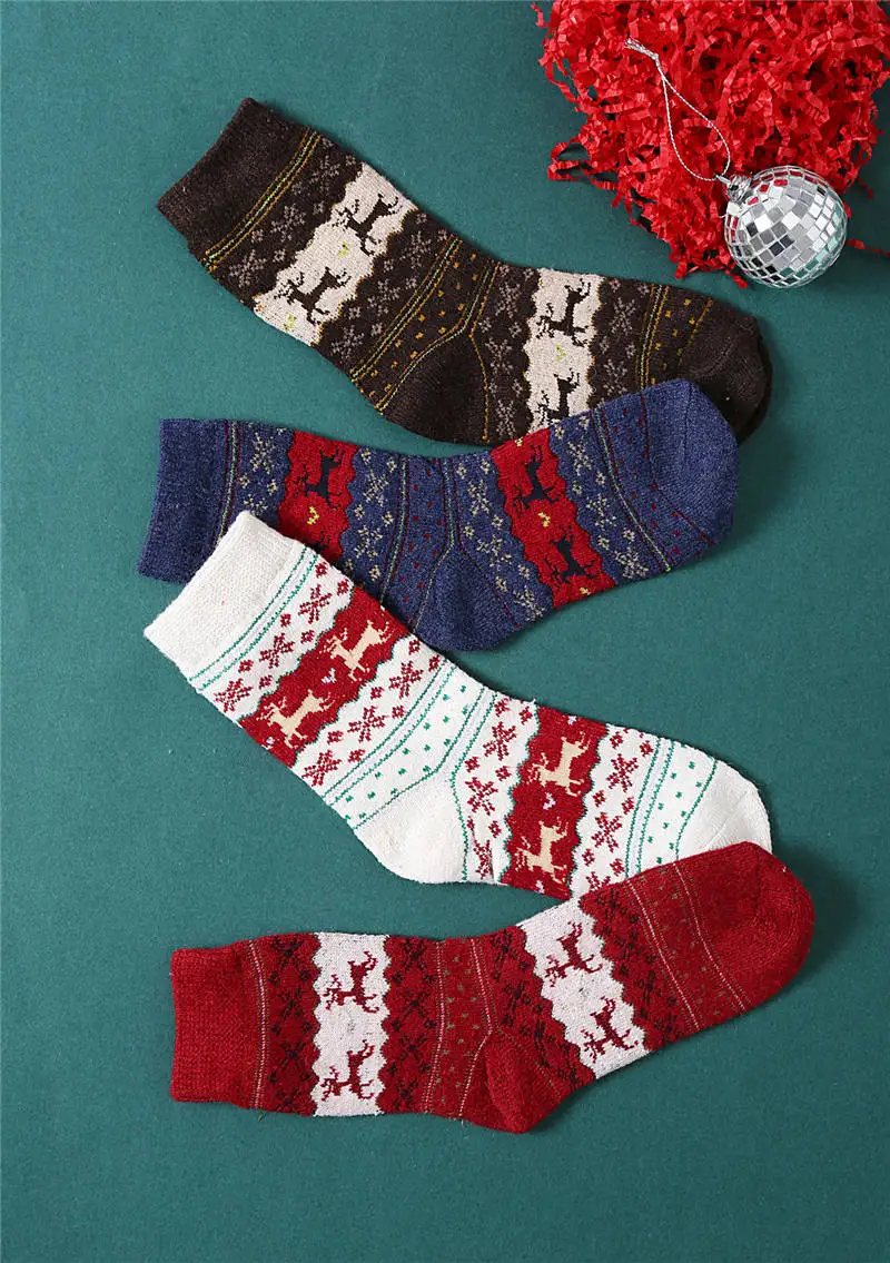 Женские зимние толстые теплые шерстяные носки с животными для дам, повседневные женские/мужские носки, Лидер продаж, теплые удобные носки на Рождество