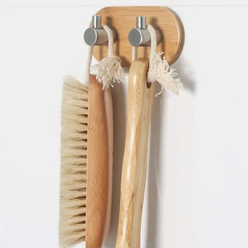 

Self Adhesive Double Bamboo Robe Hooks, Strong Sticky Wall Mount Hook Hanger for Bathroom Kitchen Bedroom Coats Hats Keys Hanger