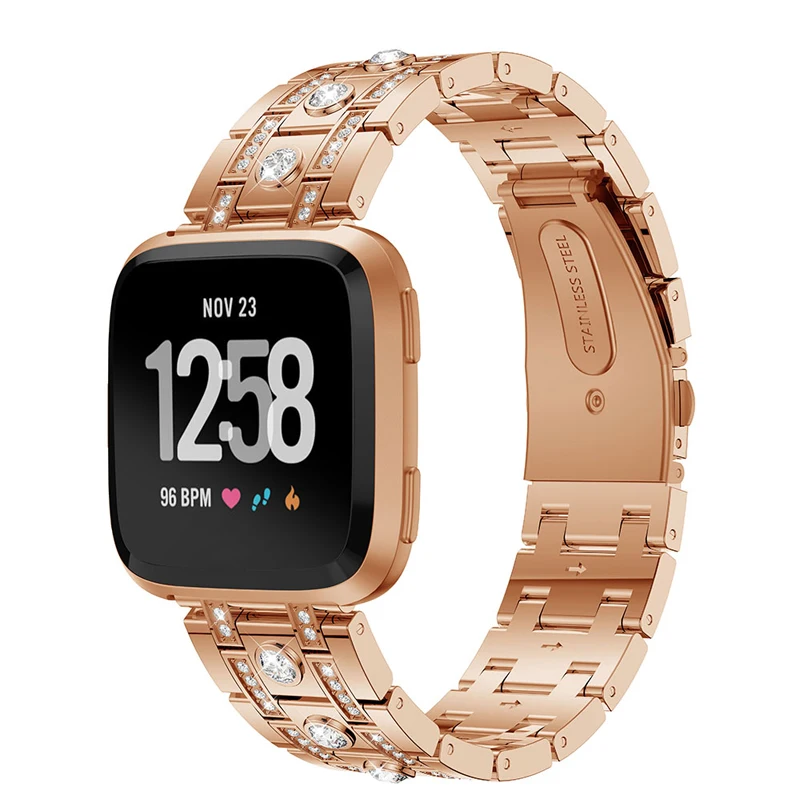 Алмазный обруч для Fitbit Versa/Versa 2/Versa lite ремешок сменный Браслет ремень из нержавеющей стали wachband Fitbit аксессуары