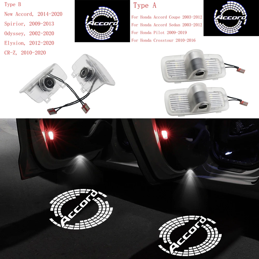 2pcs Car Badge Emblem Logo Light LED Door For Honda Odyssey Accord CR-Z Crosstour Spirior Elysion Courtesy | Автомобили и