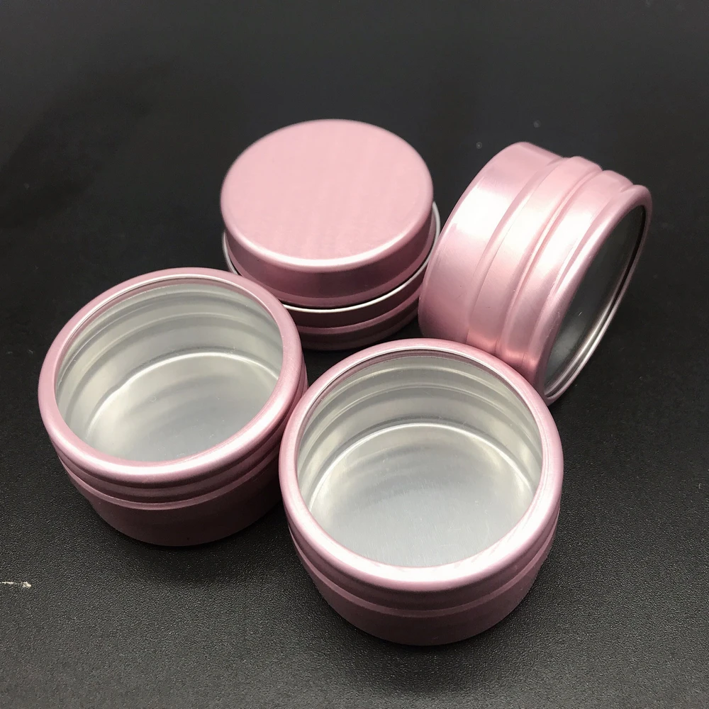 

30 pcs 10 g Aluminum Metal jar Box Rose Gold Powder Transparent Visual Skylight Cream kitchen storage organization container