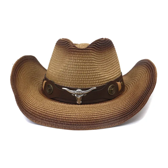 Sun hat for women summer hats New spring western cowboy straw hat outdoor seaside sunscreen hat beach hat with cow Hardware HZ40 3