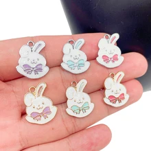 

10Pcs Cute Alloy Dripping Oil Cartoon Rabbit Charm for Dripping Oil Bracelet Necklace Jewelry Making Supplies Enamel Pendant