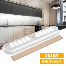 20 LED PIR Motion Sensor LED Under Cabinet Light Battery Powered Magnetic Night Light LED Bar Lamp for Closet Stair