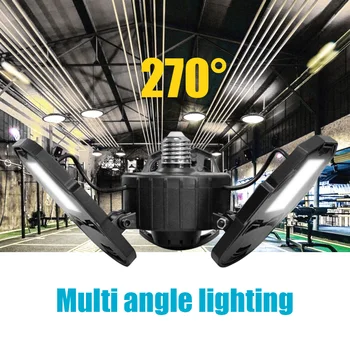 

85-265V 60W 120LED E27 Durable Warehouse Garage Deformable Folded Light Fan 3-blade Radar Induction Ceiling Lights