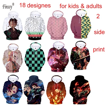 

Demon Slayer 2 side Kamado Nezuko Tanjirou Sweatshirt Men woman Hoodie Sweatshirt warm Winter Clothes for height 100cm-200cm