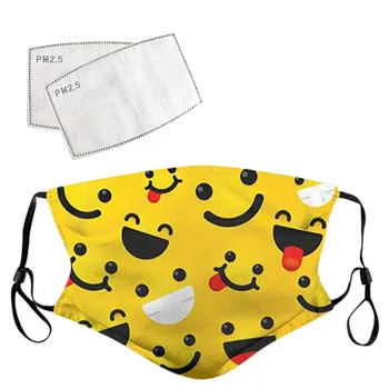 

Mouth Mask With 2 PCS Filters Washable Reusable Creative Print Adjustable Breathable Windproof Foggy Face Sheild Mouth Cover