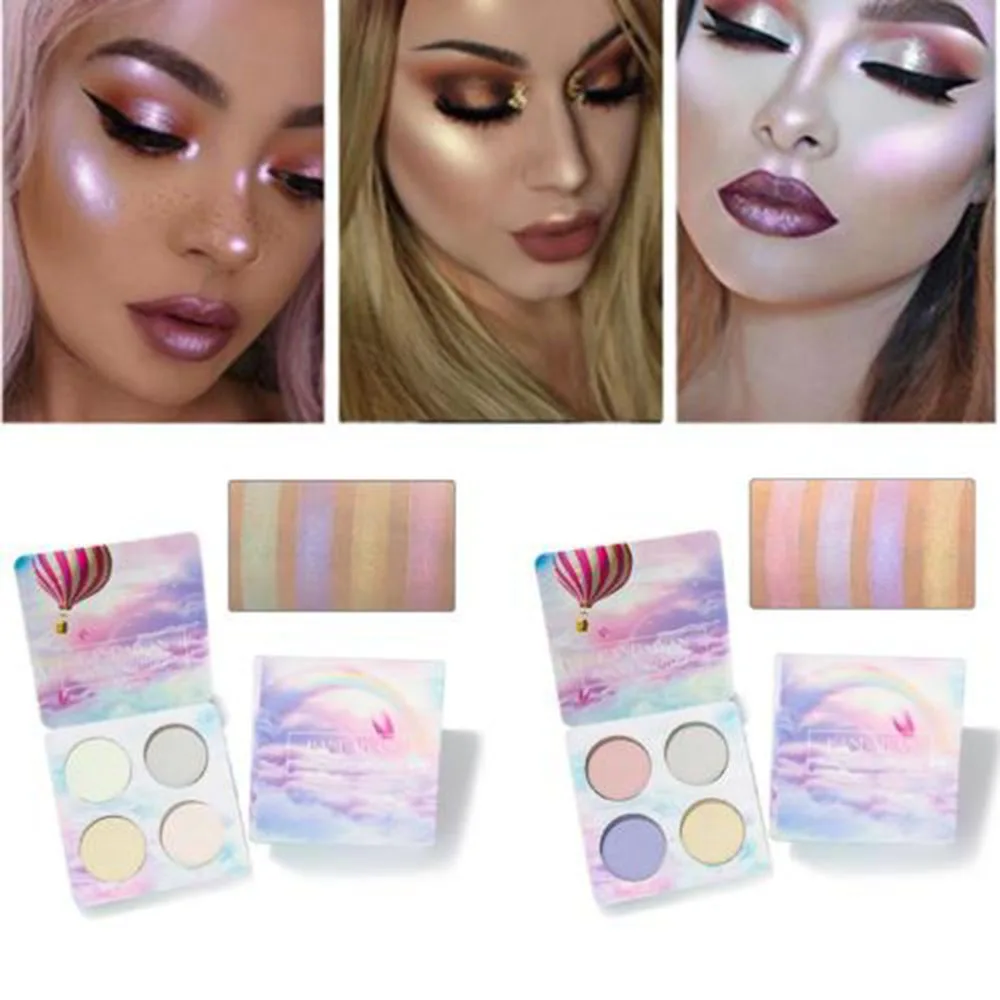 

Hot Makeup Glitter Highlighter Eyeshadow Makeup Eye Shadow 4 Color Women Eye Shadow Pressed Glitter Makeup Palette Shimmer