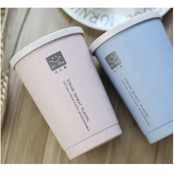 

TTLIFE 280ml Double-wall Insulation Wheat Fiber Straw Coffee Cup Hole Leak Proof Mug for Home Store Travel Mug Leakproof