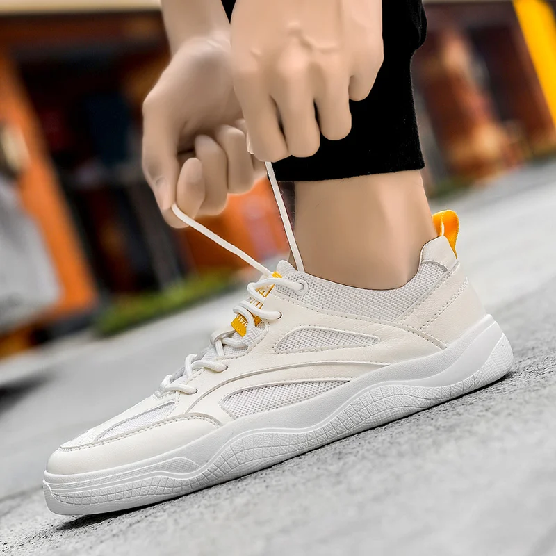 

White Skateboard Shoes Breathable Casual Walking Sneakers Lace-up Outdoor Footwear Athletic Trainer
