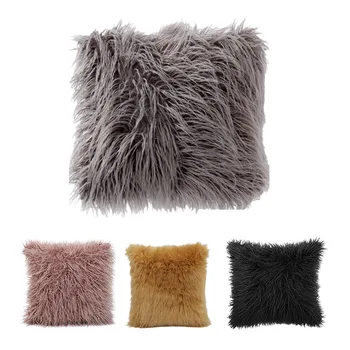 

Faux Fur Throw Pillow Case Cushion Cover Long Furry Decorative Luxury Series Style for Sofa Bedroom Car 18x18 Inch 45x45 Cm