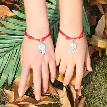 

2 Pcs BFF Necklace Women White Rhinestone Angel Wings Heart Best Friends Bracelets Pendants Friendship Jewelry Gifts 2019