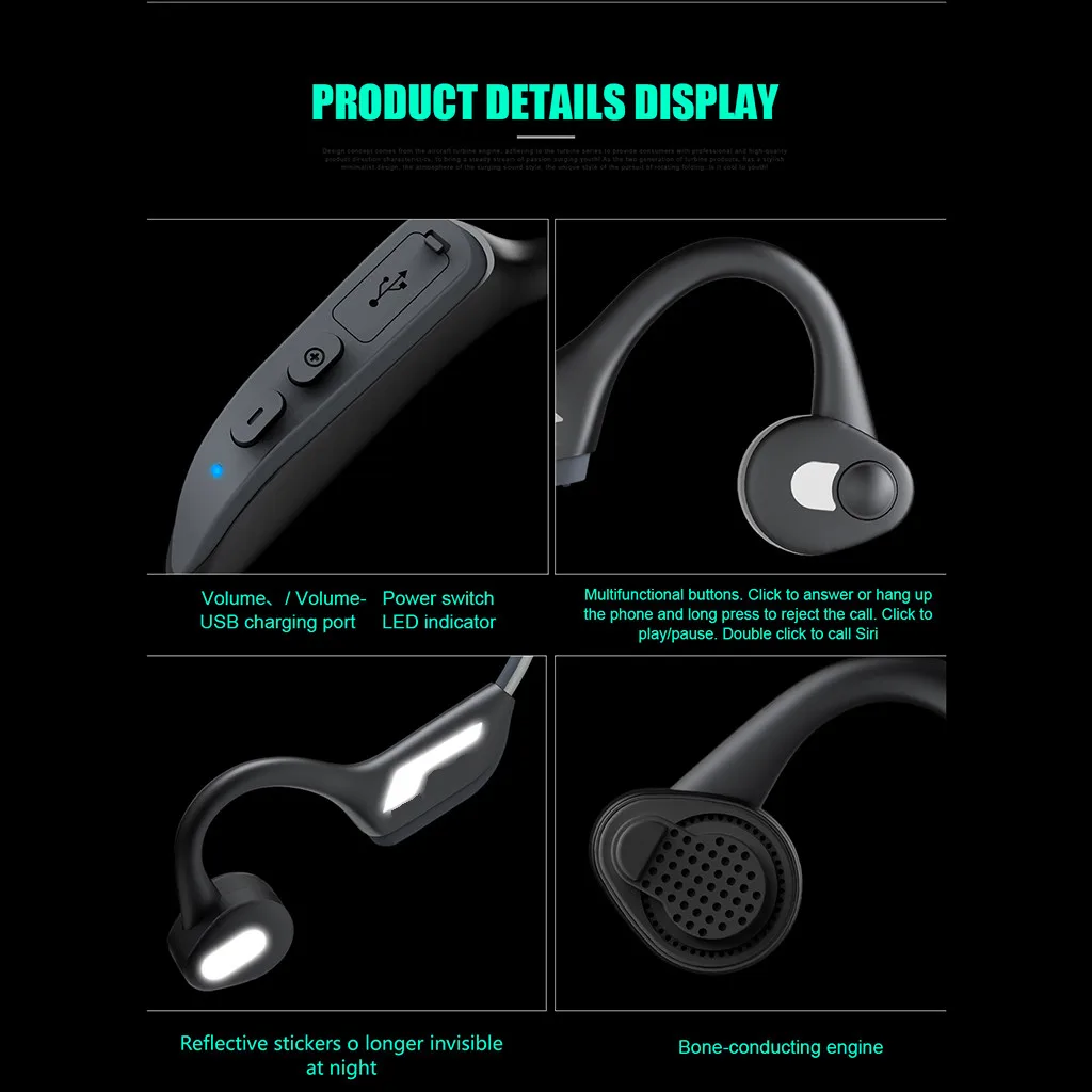 Mosunx J31 Bluetooth 5,0 беспроводные гарнитуры костной проводимости наушники для спорта на открытом воздухе гарнитура с защитой от пота гарнитуры