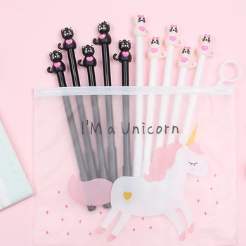 

10Pcs/pack Creative Cute Kawaii Black Cat Gel Pen Anime Bear Girl Gift Ink Pens School Bee Duck Office Stationery Supply Thing
