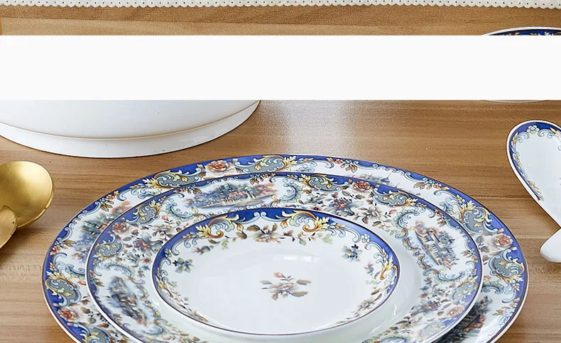 56 голов Цзиндэчжэнь керамическая кухонная посуда столовая посуда чаши для риса и супа чаша салатная лапша тарелка блюдо чашка, столовая посуда наборы