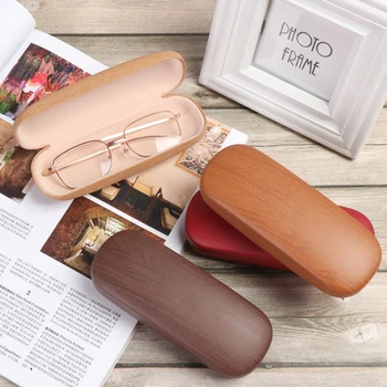 

New Fashion Men Women Kids Wood Grain Flip Eye Glasses Hard Shell Protector Reading Eyewear Case Portable Sunglasses Box Case