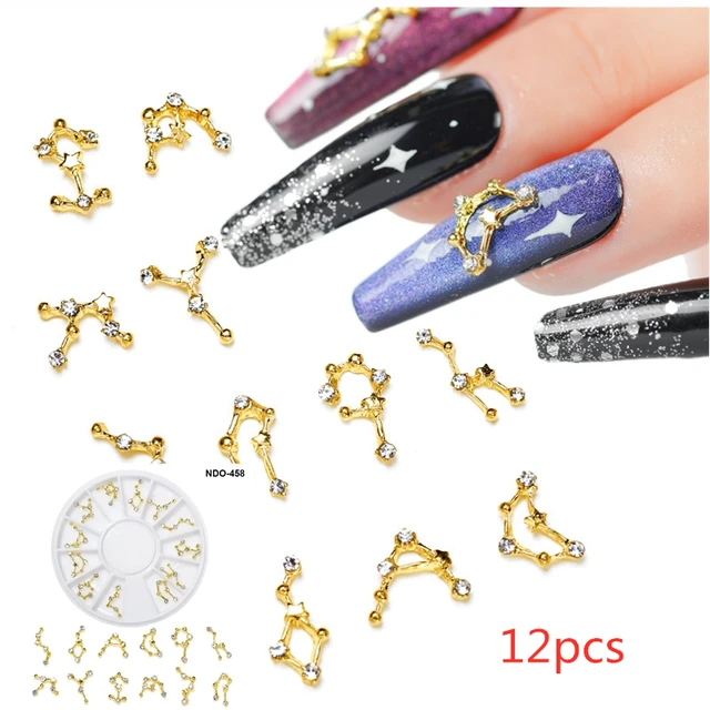 Golden 12 Constellations Nail Art Rhinestones XXXL Kawaii Accessories Charm  Bear /Flower /Candy Nail Art Decoration Manicure Tip - AliExpress