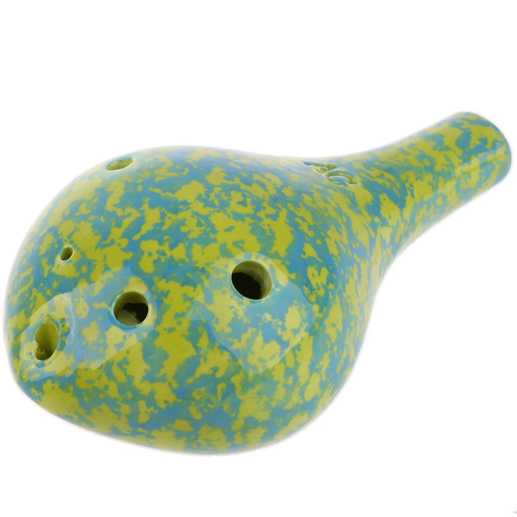 Цвет: желтый Handcrafted 6 Holes Alto C Glaze Ceramic Ocarina Novelty Wind Instrument Craft Souvenir Gift - Цвет: Цвет: желтый