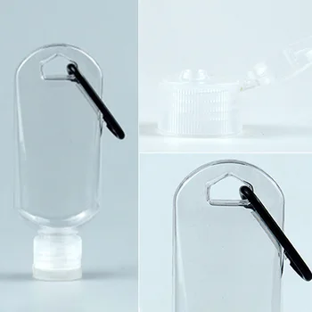 

50ml refillable bottle plastic carabiner hook bottle with container bottle