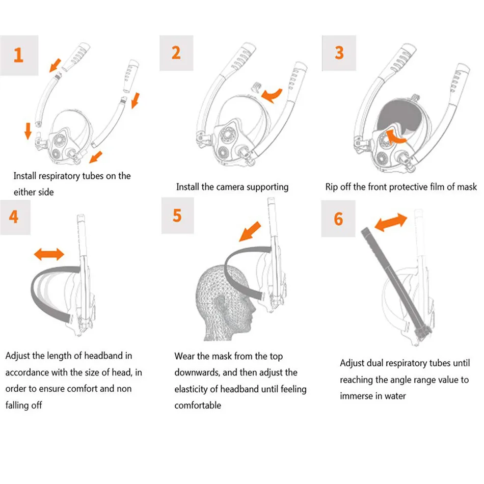 Children Snorkeling Mask Double Tube Full Dry Silicone Diving Mask Swimming Underwater Snorkeling Mask Diving Goggles Equipment