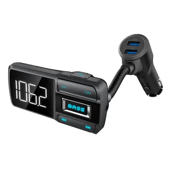 

(VANJEW) BT77D dual USB car FM transmitter Bluetooth 5.0 car MP3 with BASS button Bluetooth hands-free car charger