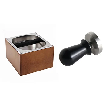 

5m Constant Pressure Calibrated Coffee Espresso Tamper with Barista Coffee Residue Bucket Grind Waste Bin