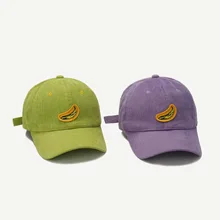 Кепка детская осенне-зимняя новая модная Вельветовая бейсболка Мужская с фруктовым вышитым утиным язычком Кепка с изогнутым карнизом