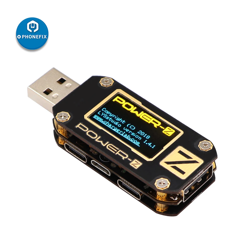 YUNAWU POWER-Z USB PD Tester QC 3.0 2.0 Charger Voltage Current Ripple Dual Type-C KM001